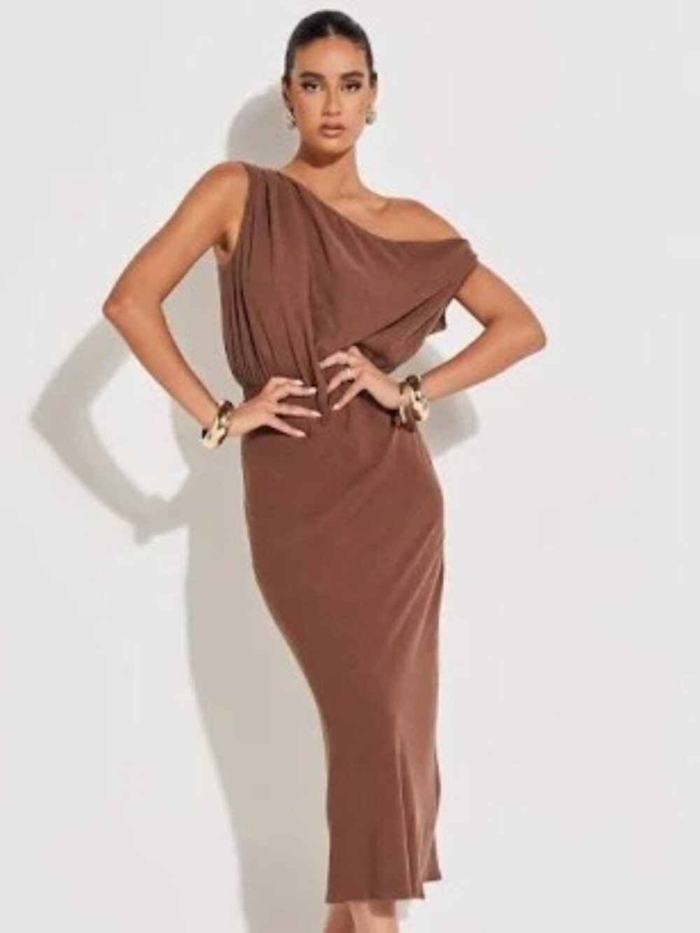 NWT Showpo Jacqueline brown midi dress, size 12